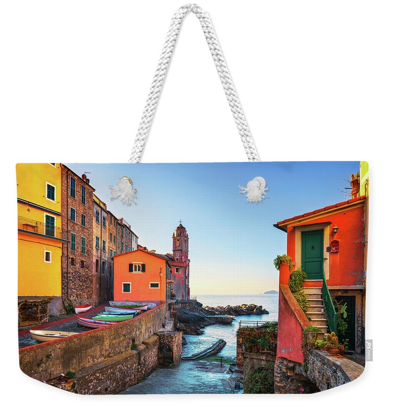 Tellaro Weekender Tote Bag featuring the photograph Tellaro Street and Sea, Liguria by Stefano Orazzini