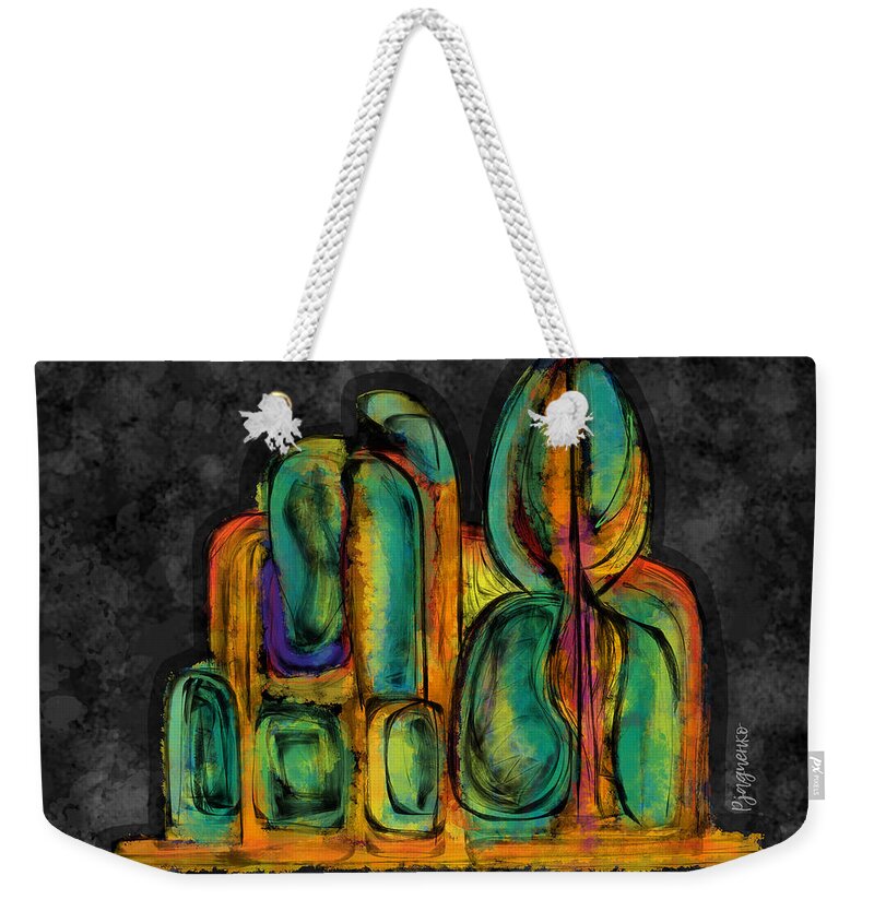 Green Weekender Tote Bag featuring the digital art Temple of hope by Ljev Rjadcenko