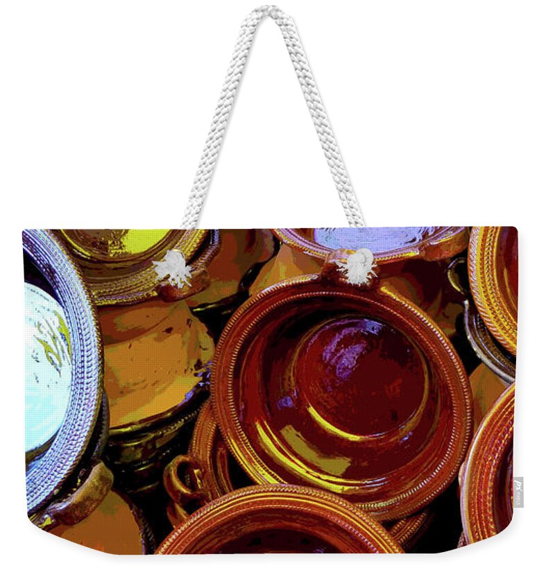 Tenancingo Weekender Tote Bag featuring the photograph Tenancingo ceramics by John Bartosik