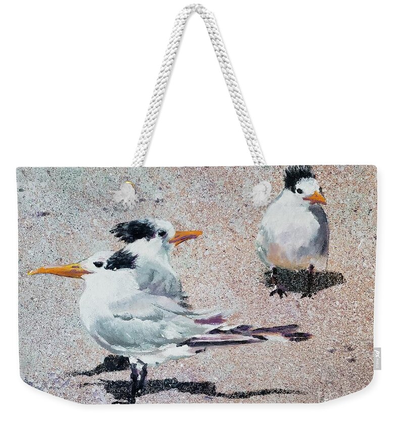 Tern Weekender Tote Bag featuring the painting Tern Trio by Merana Cadorette