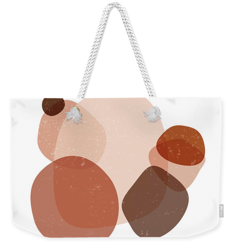 Terracotta Weekender Tote Bag featuring the mixed media Terracotta Abstract 32 - Modern, Contemporary Art - Abstract Organic Shapes - Brown, Sienna by Studio Grafiikka