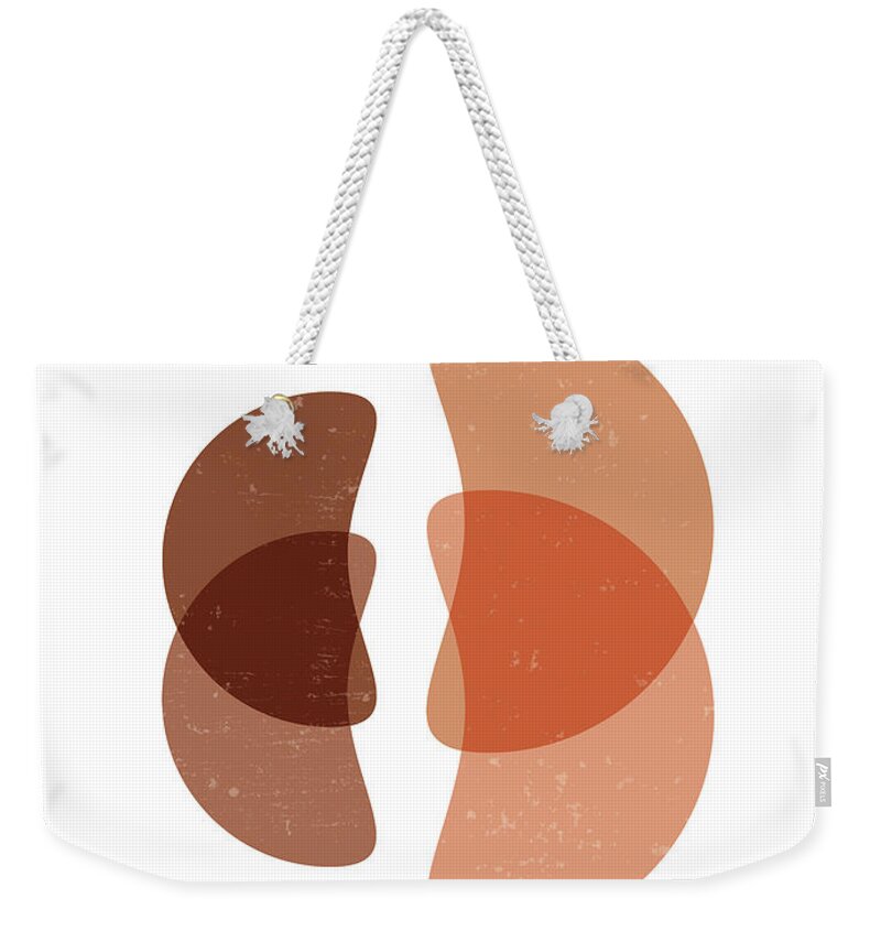 Terracotta Weekender Tote Bag featuring the mixed media Terracotta Abstract 67 - Modern, Contemporary Art - Abstract Organic Shapes - Minimal - Brown by Studio Grafiikka