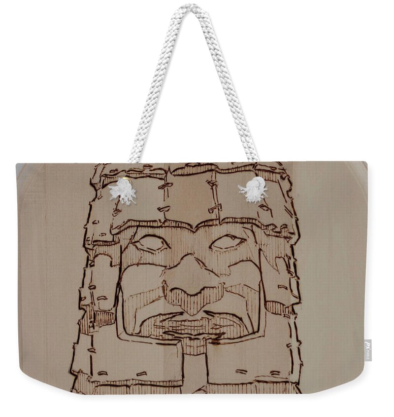 Pyrography Weekender Tote Bag featuring the pyrography Terracotta Warrior - Unearthed by Sean Connolly