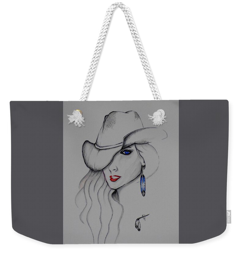 Texas Girl Weekender Tote Bag featuring the painting Texas Girl by Kem Himelright