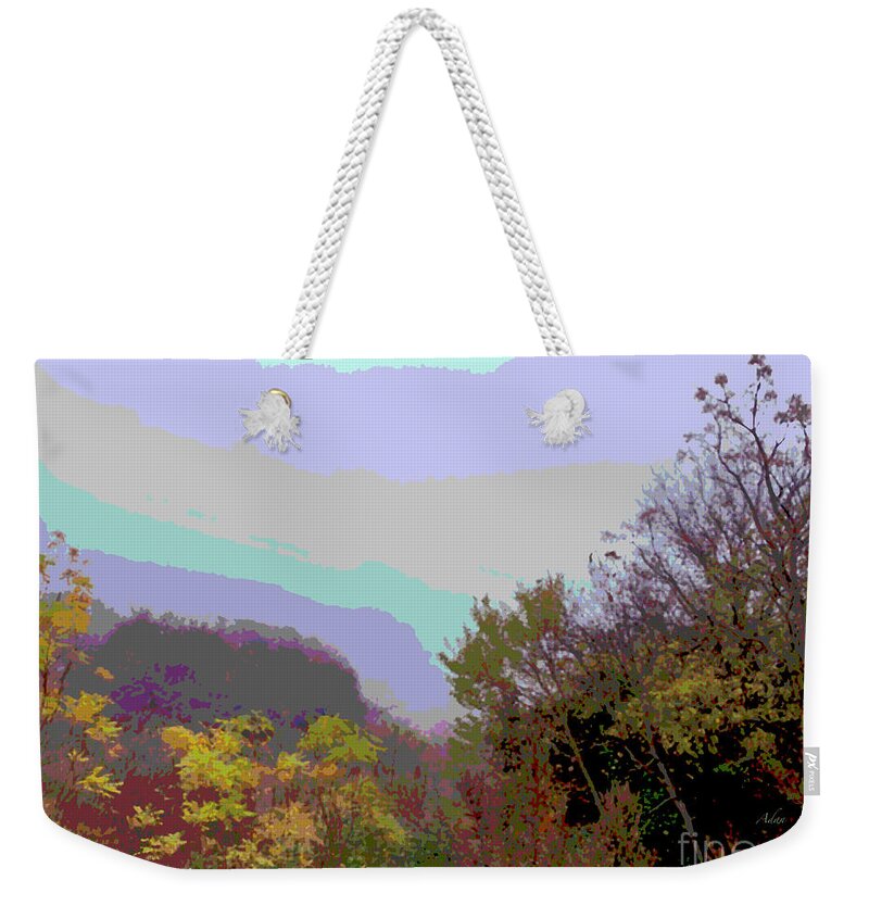 Texas Hill Country Weekender Tote Bag featuring the digital art Texas Hill Country Early Winter Digital Psychedelic by Felipe Adan Lerma