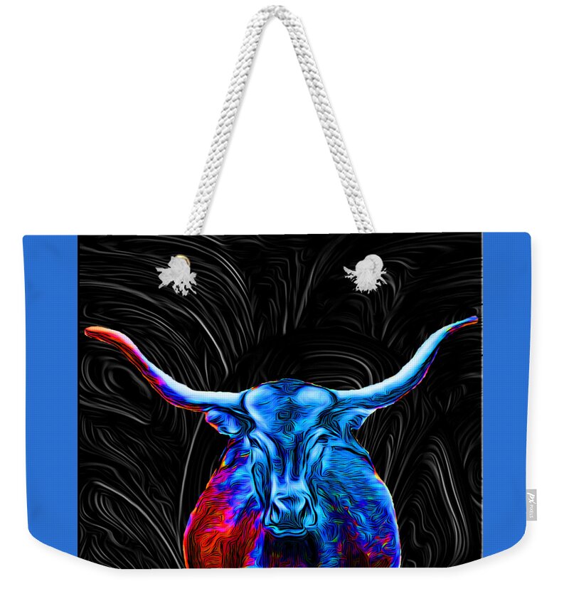 Abstract Weekender Tote Bag featuring the digital art Texas Longhorn - Abstract by Ronald Mills