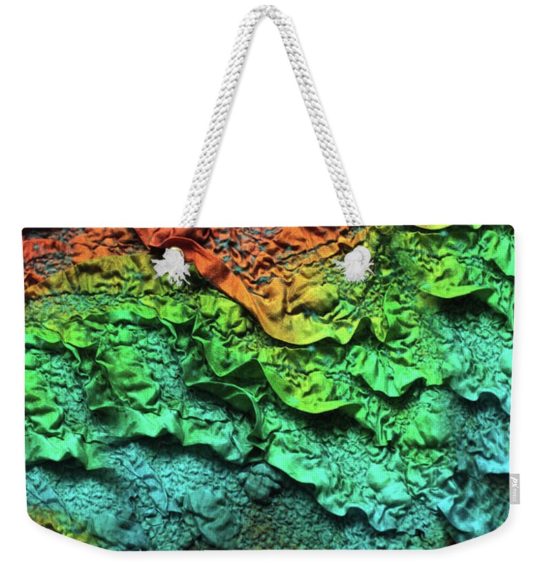 Russian Artists New Wave Weekender Tote Bag featuring the tapestry - textile Textile Abstract Rainbow Waves by Marina Shkolnik