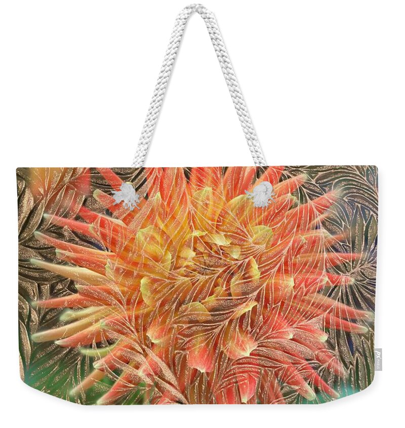 Floral Weekender Tote Bag featuring the photograph Textured Paper and Floral Abstract Design by Jerry Abbott