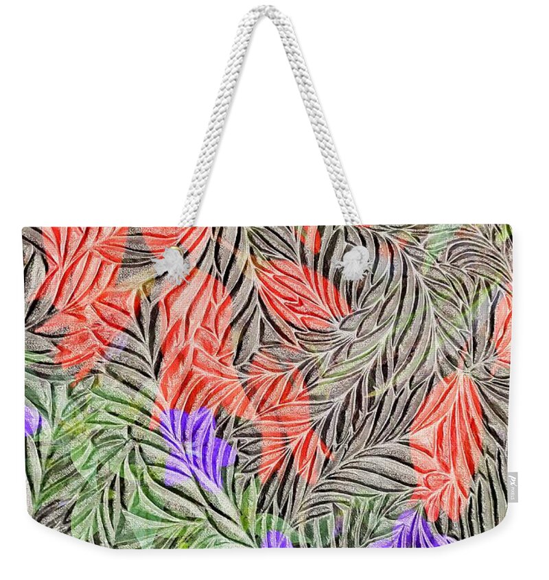 Abstract Weekender Tote Bag featuring the photograph Textured Paper and Flower Abstract by Jerry Abbott