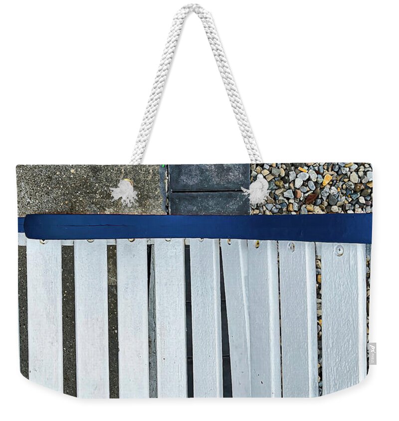 Bench Weekender Tote Bag featuring the photograph Textures Around The Street Bench by Gary Slawsky