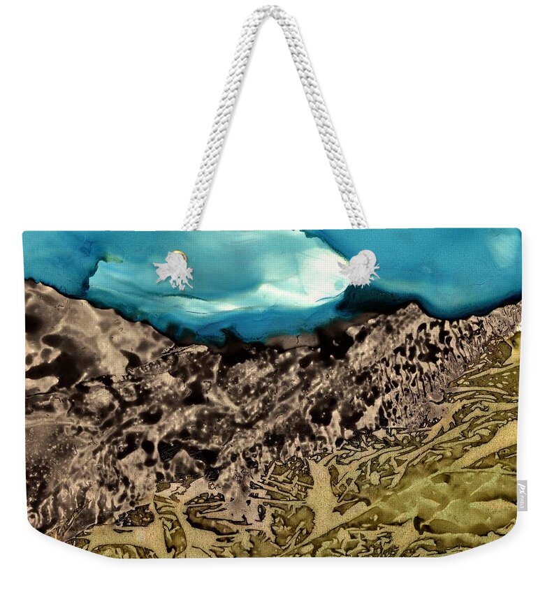 Fantasy Weekender Tote Bag featuring the painting Textures of New Mexico by Angela Marinari