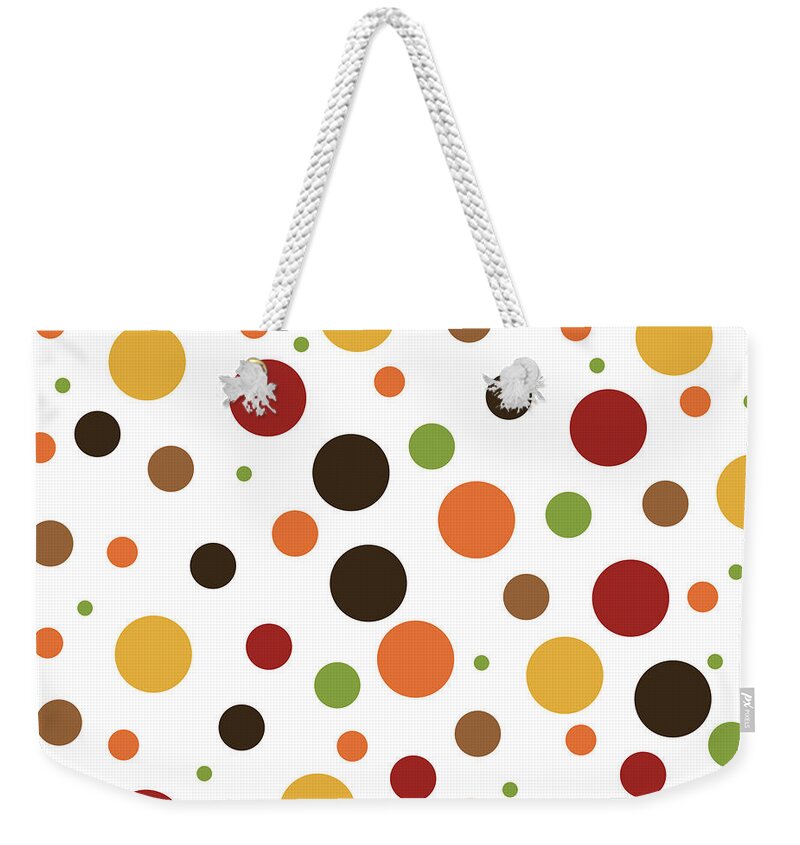 Thanksgiving Weekender Tote Bag featuring the digital art Thanksgiving Polka Dots by Amelia Pearn