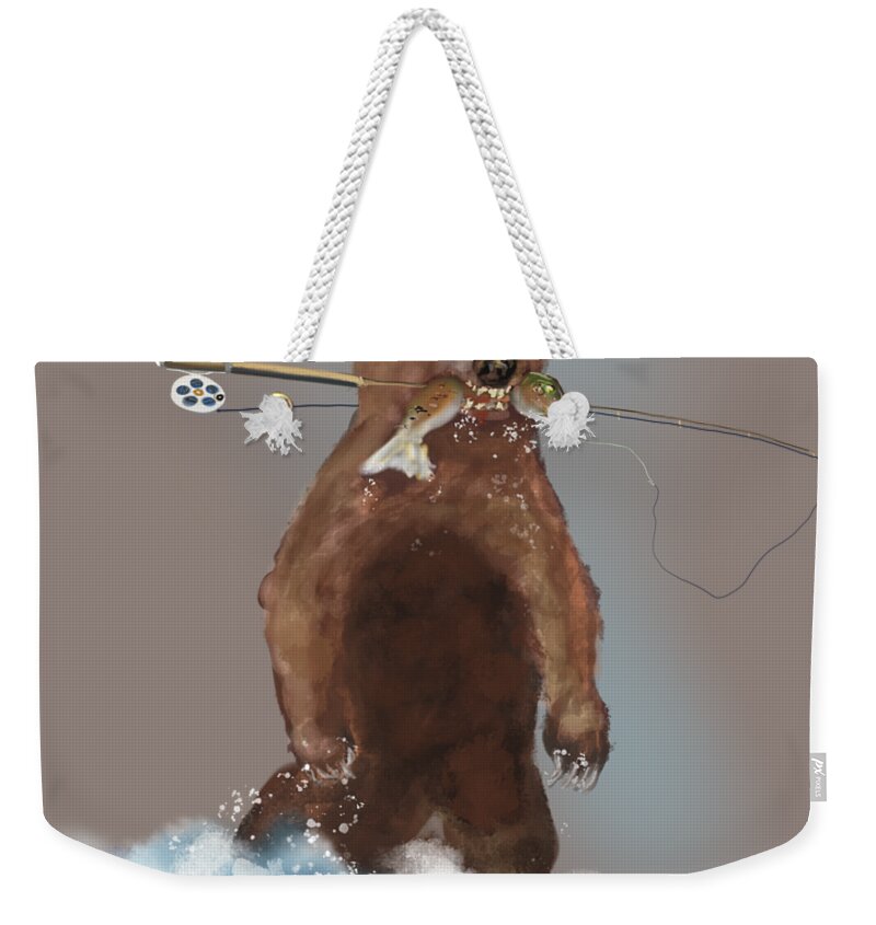 Bear Weekender Tote Bag featuring the digital art That Bear Took my Fly Rod by Doug Gist
