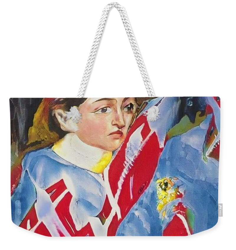  Weekender Tote Bag featuring the painting That was then This is now 52RED by Kasey Jones