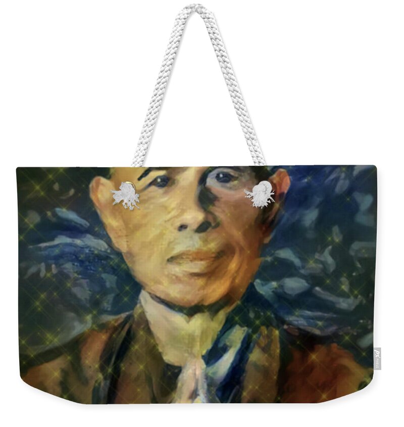 Thich Nhat Hanh Weekender Tote Bag featuring the digital art Thay - Thich Nhat Hanh by Artistic Mystic