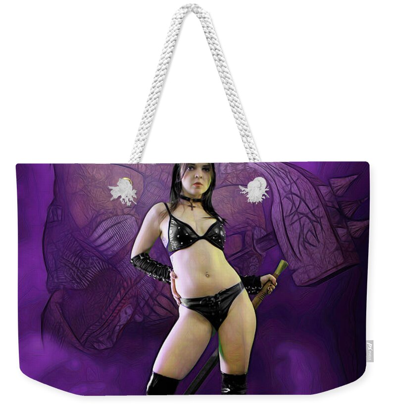 Rebel Weekender Tote Bag featuring the photograph The Amazon And The Orc by Jon Volden