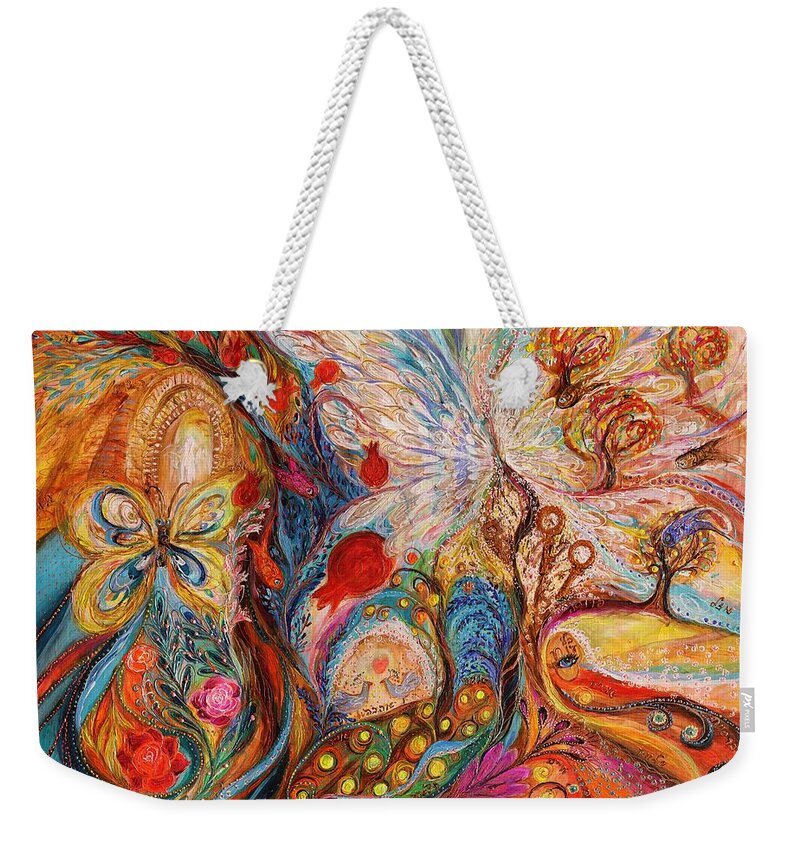 Angel Weekender Tote Bag featuring the painting The Angel Wings #14. Spirit of Jerusalem by Elena Kotliarker