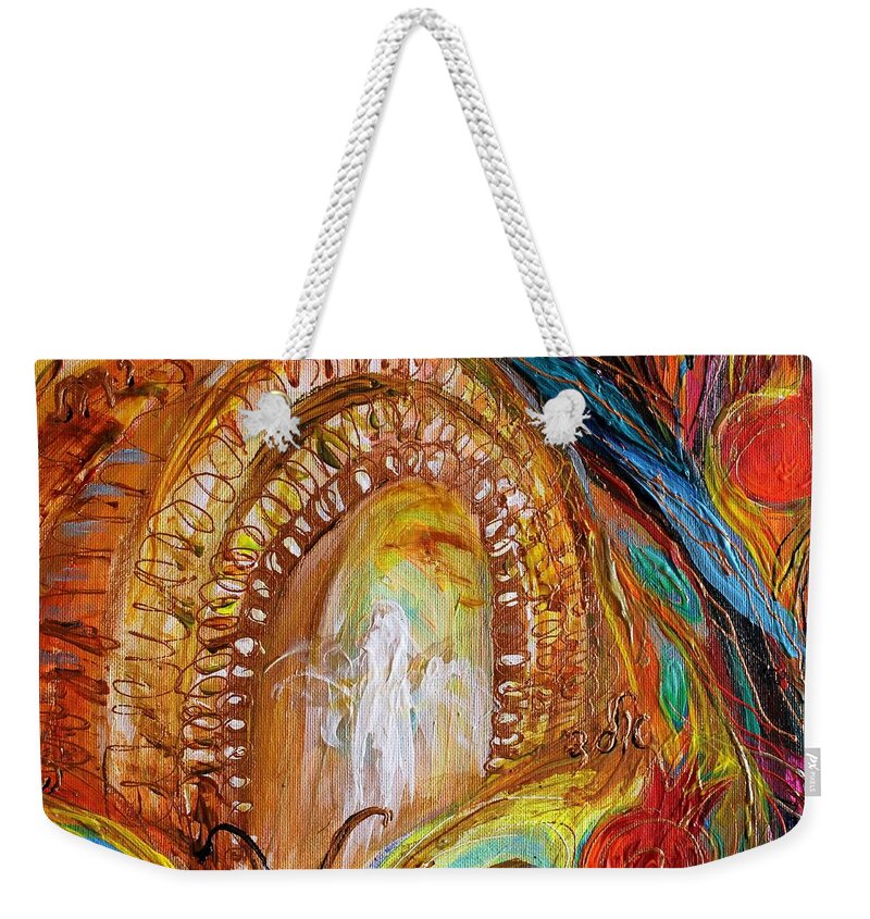 Angel Weekender Tote Bag featuring the painting The Angel Wings #14. Spirit of Jerusalem. Fragment 1 by Elena Kotliarker