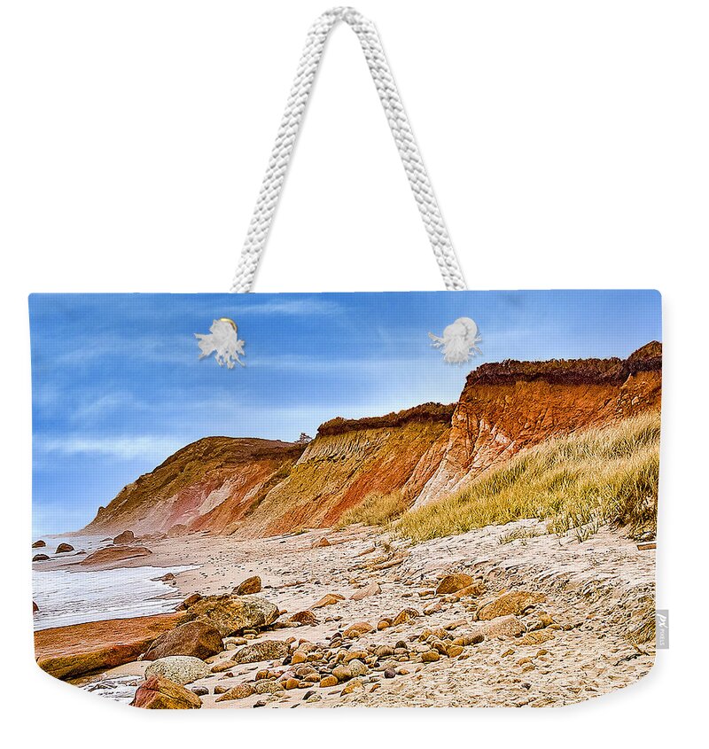 Aquinnah Weekender Tote Bag featuring the photograph The Aquinnah Cliffs of Martha's Vineyard by Mitchell R Grosky
