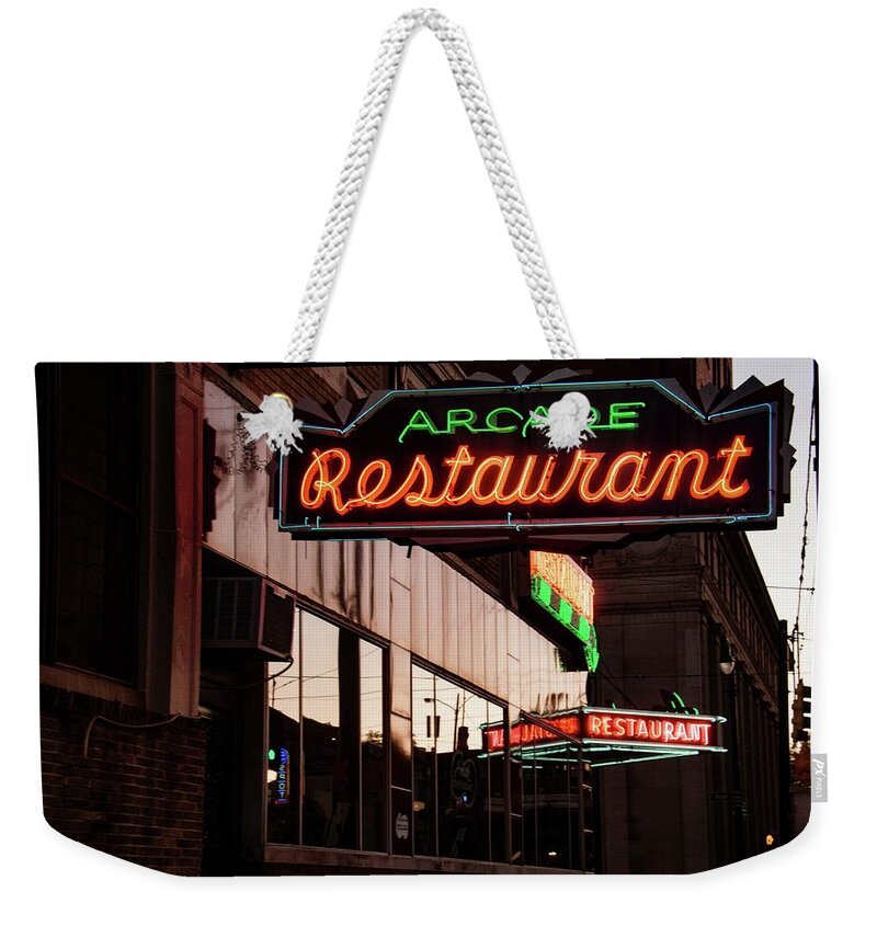 Memphis Weekender Tote Bag featuring the photograph The Arcade by Amy Curtis