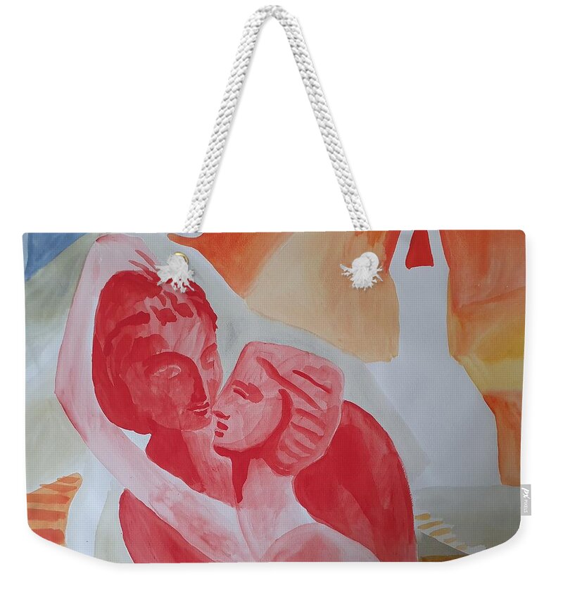 Masterpiece Paintings Weekender Tote Bag featuring the painting The Archetypal Couple by Enrico Garff