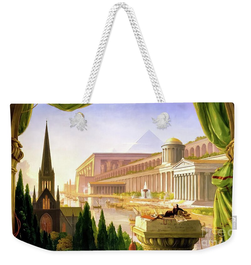 American Weekender Tote Bag featuring the painting The Architect's Dream by Thomas Cole 1840 by Thomas Cole