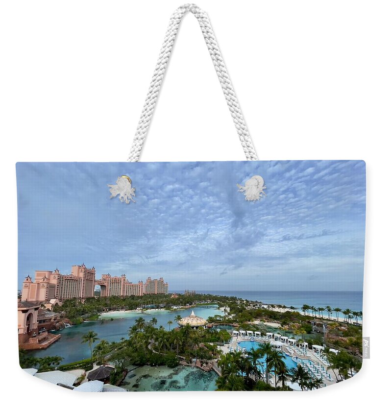 The Royal Weekender Tote Bag featuring the photograph The Atlantis Nassau Bahamas View by Dennis Schmidt