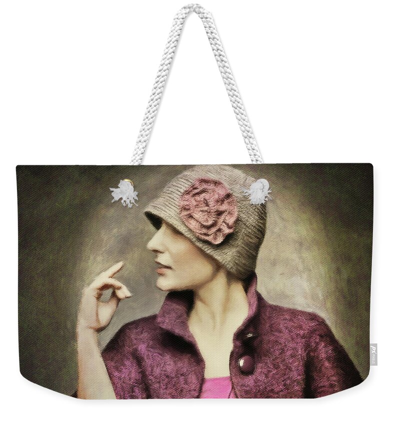 Woman In Cloche Hat Weekender Tote Bag featuring the painting The Attitude of Fashion by Susan Maxwell Schmidt