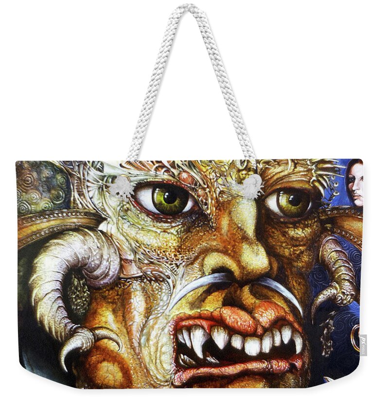 Surrealism Fantastic+realism Mythology Myth Beast Religion Weekender Tote Bag featuring the painting The Beast Of Babylon II by Otto Rapp