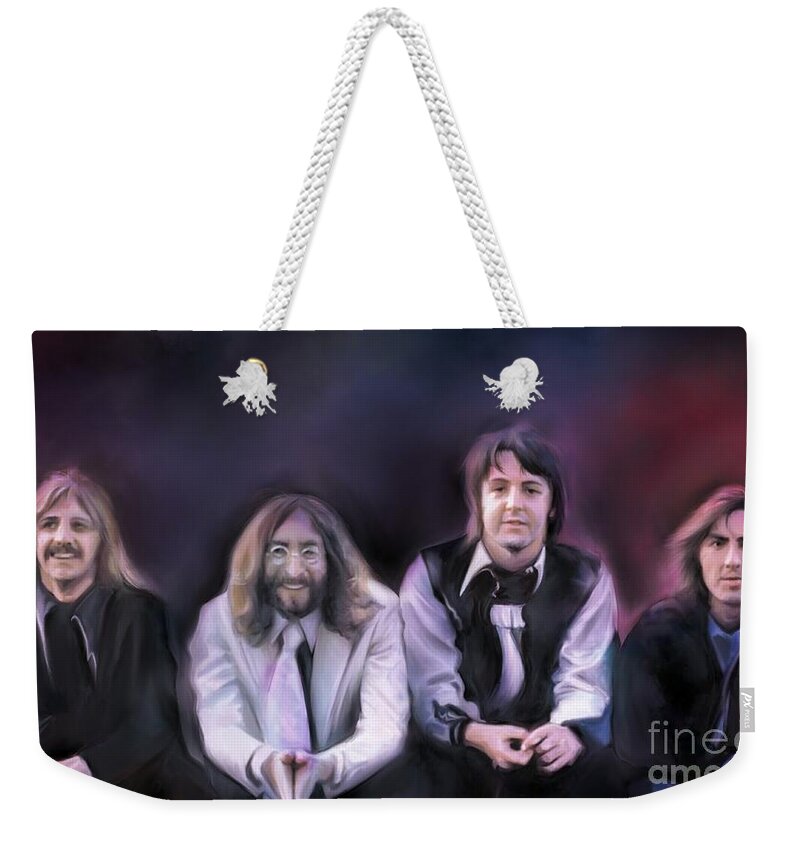 Abby Road Weekender Tote Bag featuring the mixed media The Beatles musical alchemy by Mark Tonelli