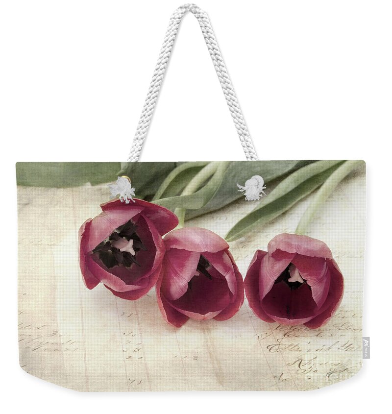 Tulip Weekender Tote Bag featuring the digital art The Beauty of Tulips by Elisabeth Lucas