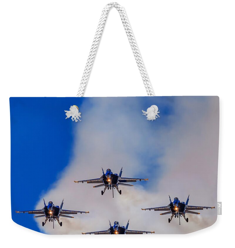 Top Gun Weekender Tote Bag featuring the photograph The Blue Angels - U.S. Navy Flight Demonstration Squadron by Sam Antonio