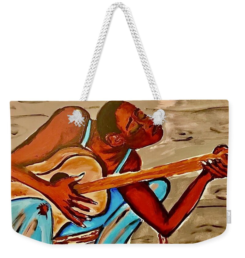  Weekender Tote Bag featuring the painting The Blues by Angie ONeal