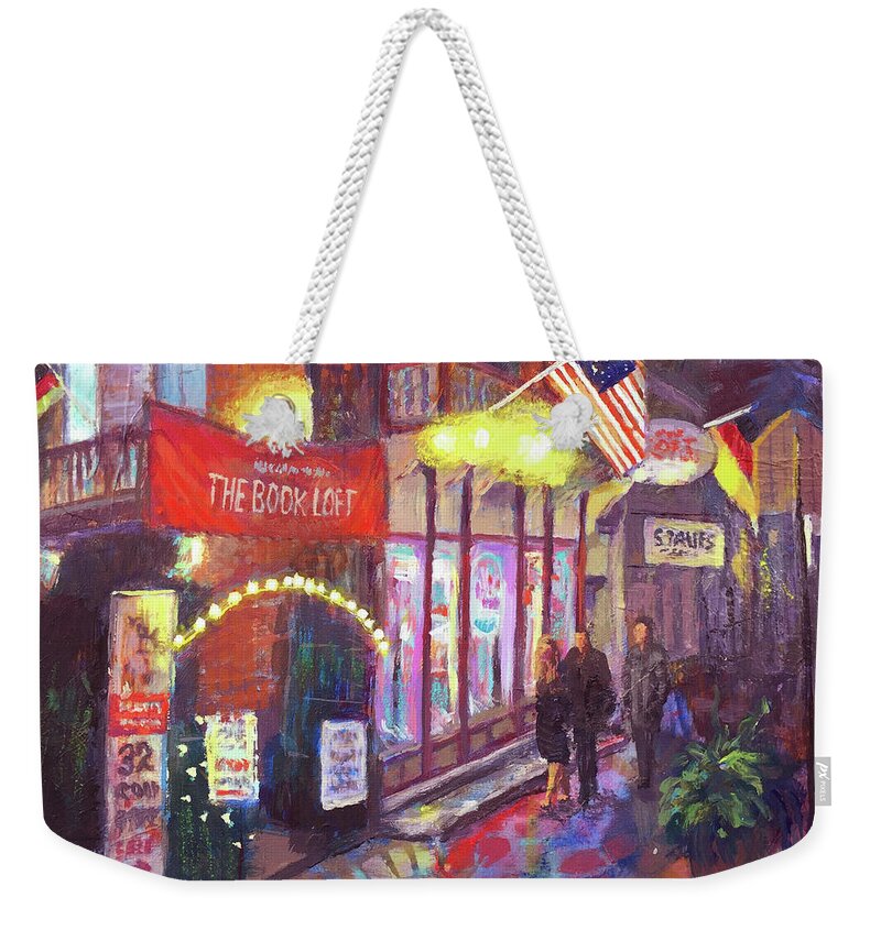 Downtown Weekender Tote Bag featuring the painting The Book Loft Wisdom and Knowledge by Robie Benve