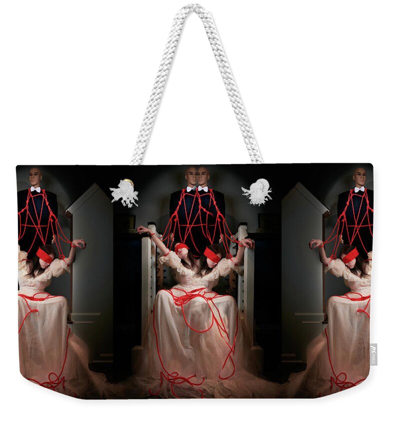 Blindfold Weekender Tote Bag featuring the photograph The Bound Bride by Mark Rogers