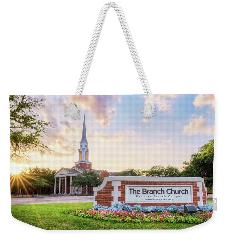 The Branch Church Weekender Tote Bag featuring the photograph The Branch Church, Farmers Branch, Texas by Robert Bellomy