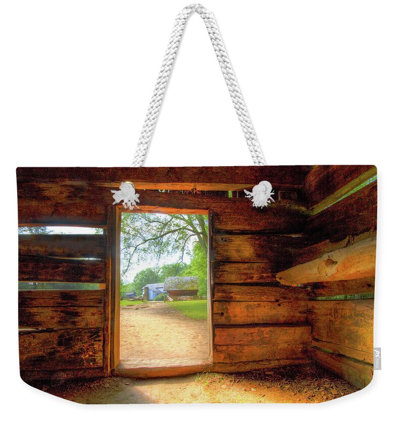 Barns Weekender Tote Bag featuring the photograph The Cabin at Cades Cove Townsend Tennessee by Debra and Dave Vanderlaan