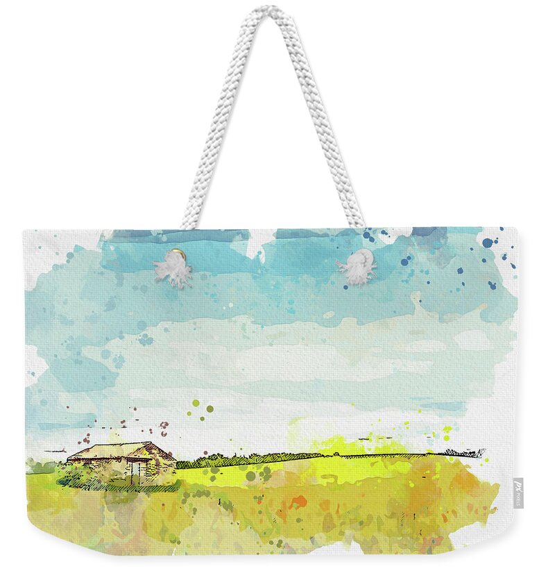 Wooden Weekender Tote Bag featuring the painting The cabin, ca 2021 by Ahmet Asar, Asar Studios by Celestial Images