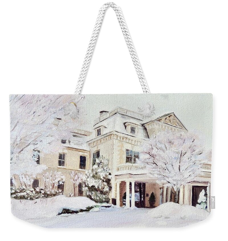 The Chanler Weekender Tote Bag featuring the painting The Chanler Newport Rhode Island RI by Patty Kay Hall