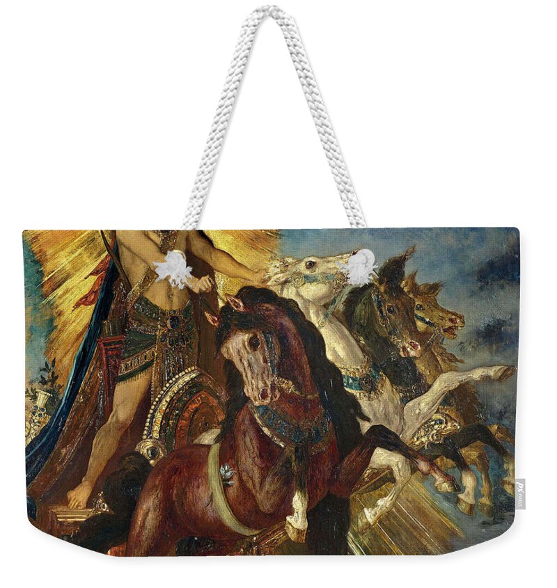 Gustave Moreau Weekender Tote Bag featuring the painting The chariot of Apollo or Phoebus-Apollo by Gustave Moreau