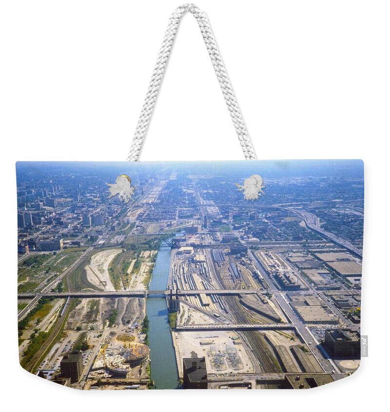Chicage Weekender Tote Bag featuring the photograph The Chicago Rail Freight Yards in 1984 by Gordon James