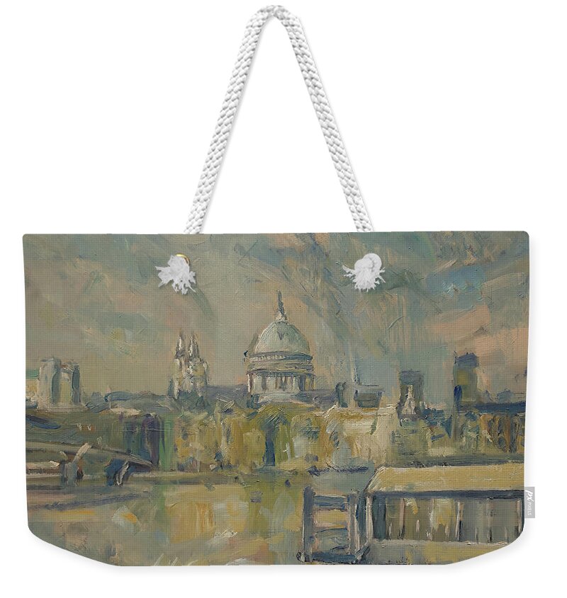 Saint Pauls Cathedral Weekender Tote Bag featuring the painting The City of London by Nop Briex