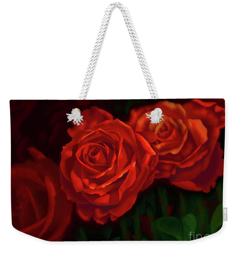 Roses Weekender Tote Bag featuring the digital art The Color of Love. by Yenni Harrison