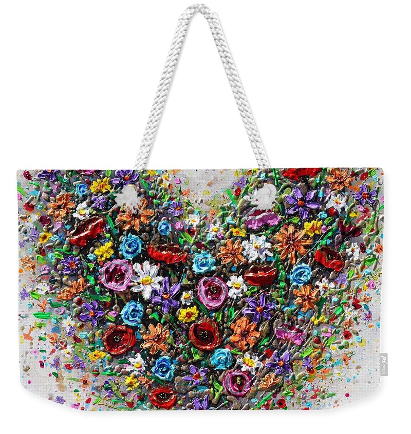 Heart Weekender Tote Bag featuring the painting The Colours of Love by Amanda Dagg