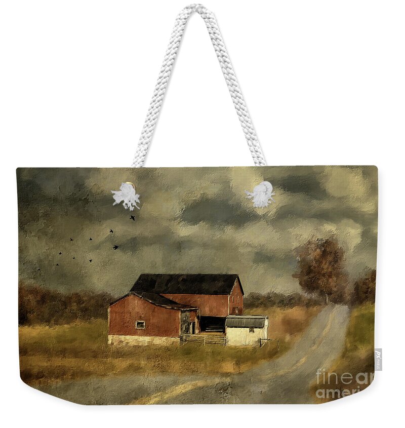 Farm Weekender Tote Bag featuring the digital art The Coming On Of Winter by Lois Bryan