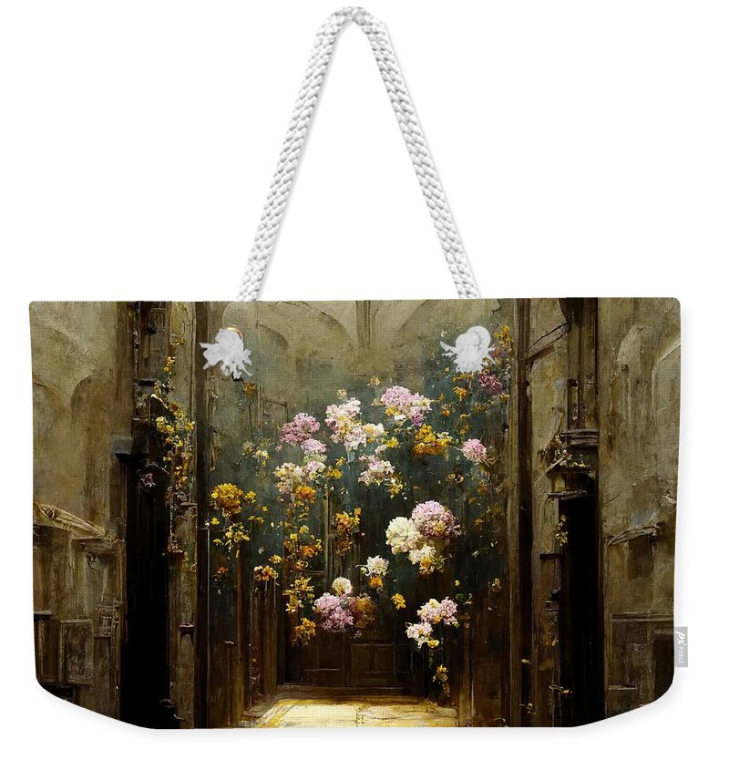 Flowers Weekender Tote Bag featuring the digital art The Conservatory by Nickleen Mosher