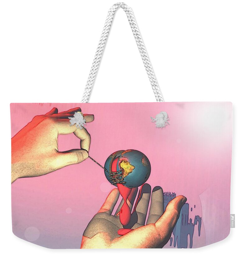 Cosmic Weekender Tote Bag featuring the digital art The Cosmic Tailor by John Alexander