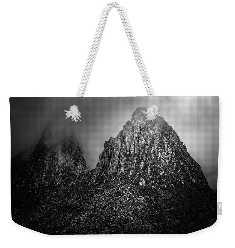 Monochrome Weekender Tote Bag featuring the photograph Mountain by Grant Galbraith