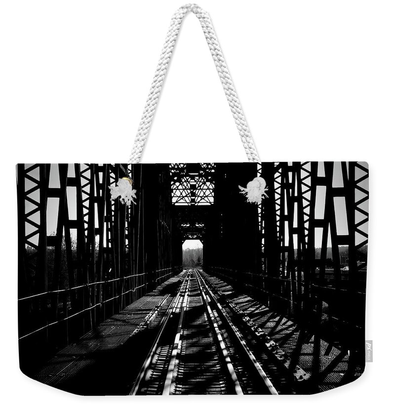 Black Weekender Tote Bag featuring the photograph The Crossing by Diana Mary Sharpton
