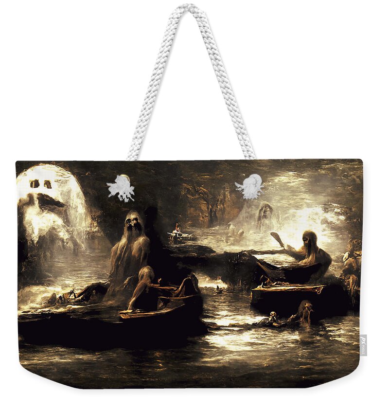 Styx Weekender Tote Bag featuring the painting The damned souls of the River Styx, 01 by AM FineArtPrints